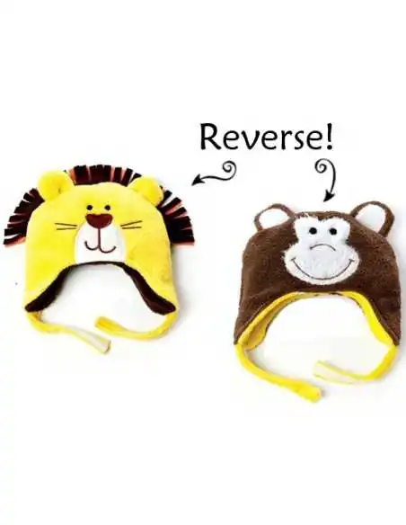 FlapJack - Caciula Calduroasa Reversibila, UPF50+, Leu - Maimuta