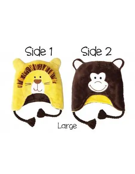 FlapJack - Caciula Calduroasa Reversibila, UPF50+, Leu - Maimuta