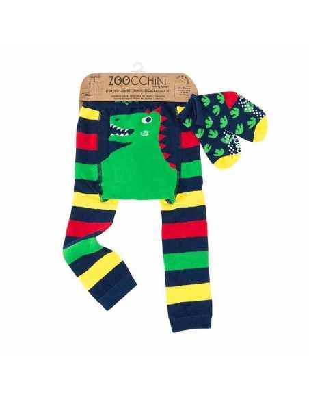 Zoocchini, Set Colantei + Sosete, Grip+Easy, Devin The Dinosaur