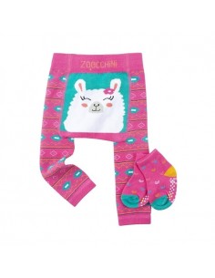 Zoocchini, Set Colantei + Sosete, Grip+Easy, Laney the Llama
