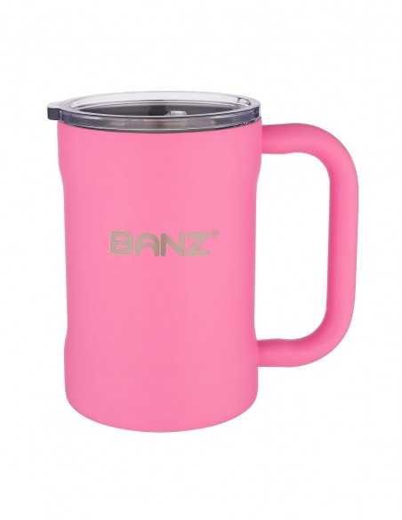 Cana de Bere din inox 18/8 cu pereti dubli+capac, 475ml, Windflower Pink