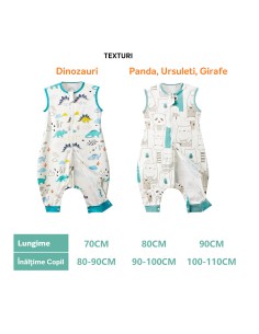 Sac de dormit cu picioare copii, Rolisbear, 0,5 TOG, Bumbac 100%
