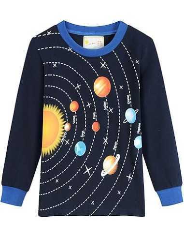 Little Hand, Set Pijamale Baieti, 2 Piese, Sistem Solar, 110cm (3-4 ani)