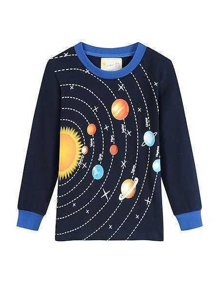 Little Hand, Set Pijamale Baieti, 2 Piese, Sistem Solar, 110cm (3-4 ani)