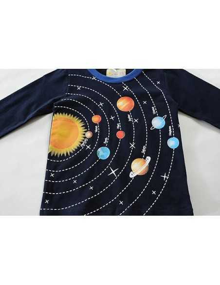 Little Hand, Set Pijamale Baieti, 2 Piese, Sistem Solar, 110cm (3-4 ani)