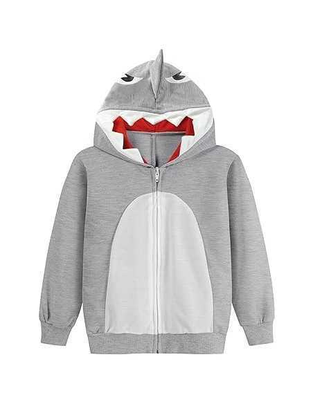 Little Hand, hanorac cu Gluga, Gri, Rechin 3D, 92cm (1-2 ani)