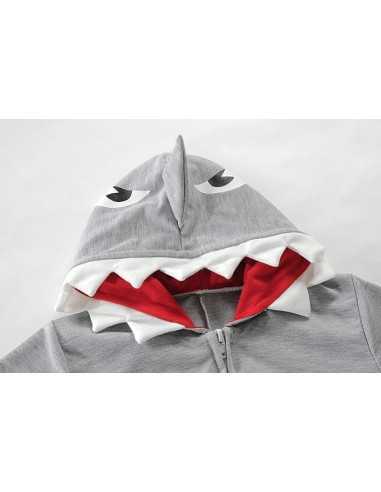 Little Hand, hanorac cu Gluga, Gri, Rechin 3D, 92cm (1-2 ani)