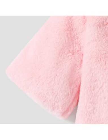 Dudu.Diary, Paltonas cu gluga, Urechi iepuras, Alb/Roz, 90cm (18-30 luni)