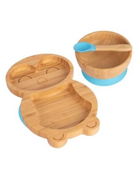 Set Cina cu ventuză din bambus, Pinguin