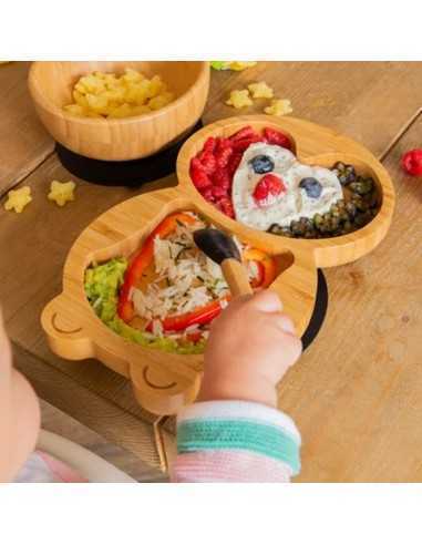 Set Cina cu ventuză din bambus, Pinguin