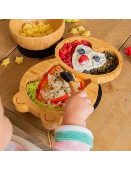 Set Cina cu ventuză din bambus, Pinguin