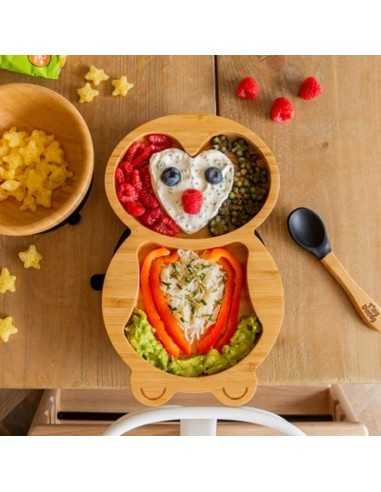 Set Cina cu ventuză din bambus, Pinguin