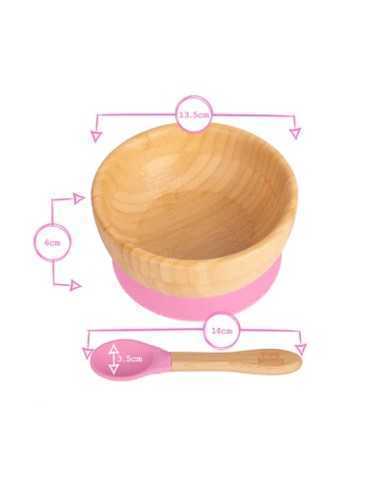 Set Cina cu ventuză din bambus, Pinguin