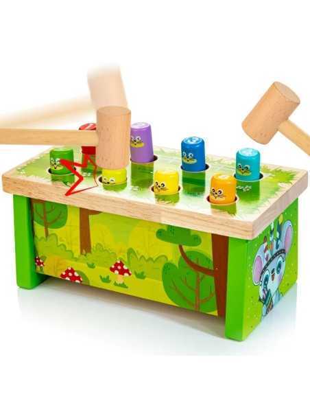 Jucarie cu ciocane din lemn pentru copii Montessori, Copii 1-3 ani 1 2 3 ani