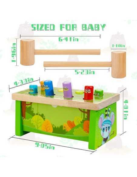 Jucarie cu ciocane din lemn pentru copii Montessori, Copii 1-3 ani