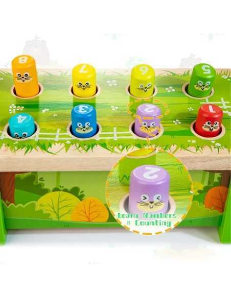 Jucarie cu ciocane din lemn pentru copii Montessori, Copii 1-3 ani