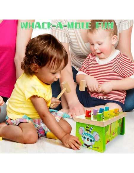 Jucarie cu ciocane din lemn pentru copii Montessori, Copii 1-3 ani 1 2 3 ani