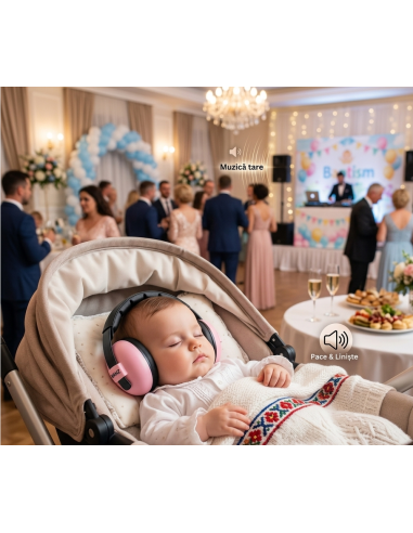 Casti cu antifoane Mini, de la (3 luni – 5 ani), Banz, Roz