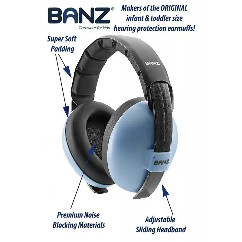 Banz Bubzee Casti Protectie Auz Copii 3 luni - 2 ani - Albastru