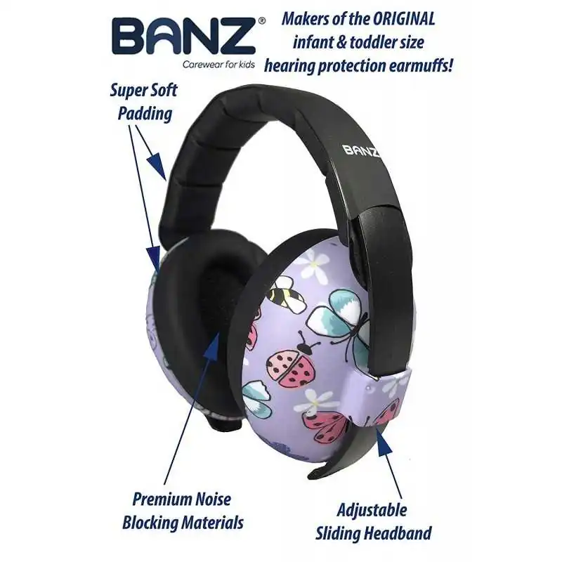 Banz Bubzee Casti Protectie Auz Copii 3 luni - 2 ani - Butterfly
