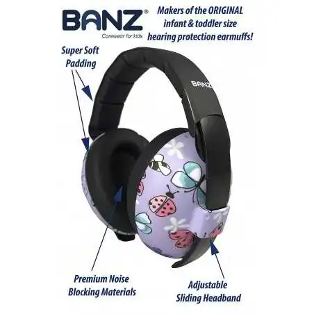 Banz Bubzee Casti Protectie Auz Copii 3 luni - 2 ani - Butterfly
